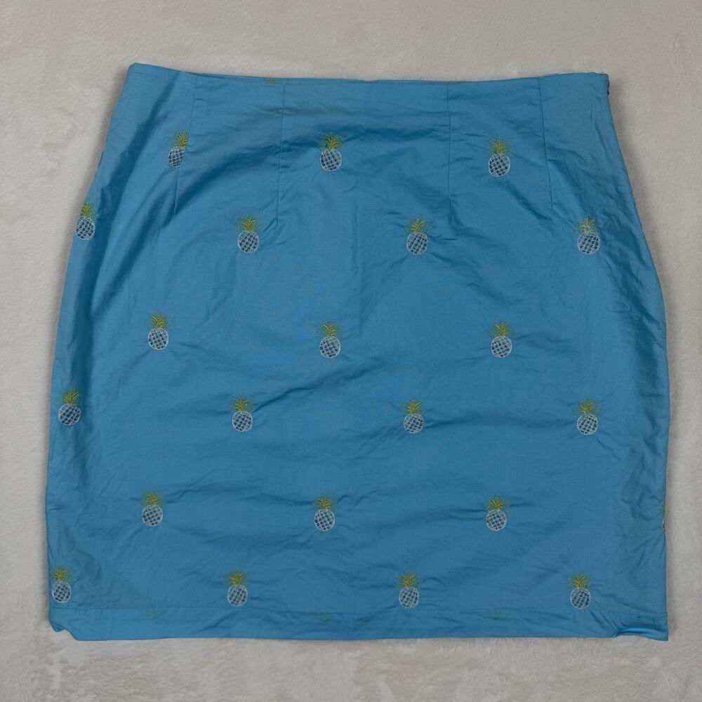 Cotton Connection Pineapple Embroidered Light Blue Mini Skirt Size 6 Summer